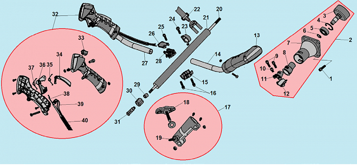 7 ВАЛ - ШТАНГА -ТОРОС ГАЗА  ТРИММЕР CHAMPION Т333