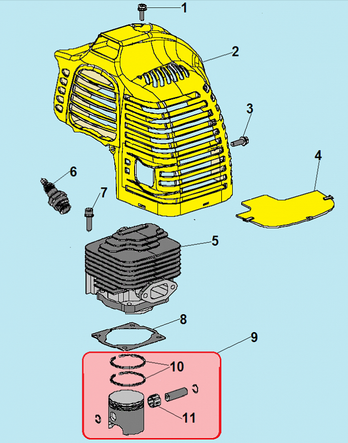 1 ПОРШЕНЬ - ЦИЛИНДР - СВЕЧА ТРИММЕР CHAMPION Т333-2