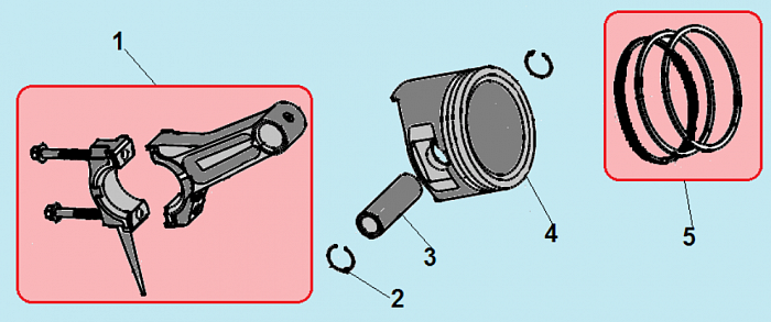 5 ПОРШЕНЬ - ШАТУН ГЕНЕРАТОР CHAMPION GG7500ES