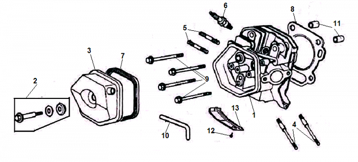 2 ДЕТАЛИ ДВИГАТЕЛЯ - БЛОК - СВЕЧА - ГОЛОВКА - КЛАПАНА - ПРОКЛАДКИ GG7501E ГЕНЕРАТОР CHAMPION