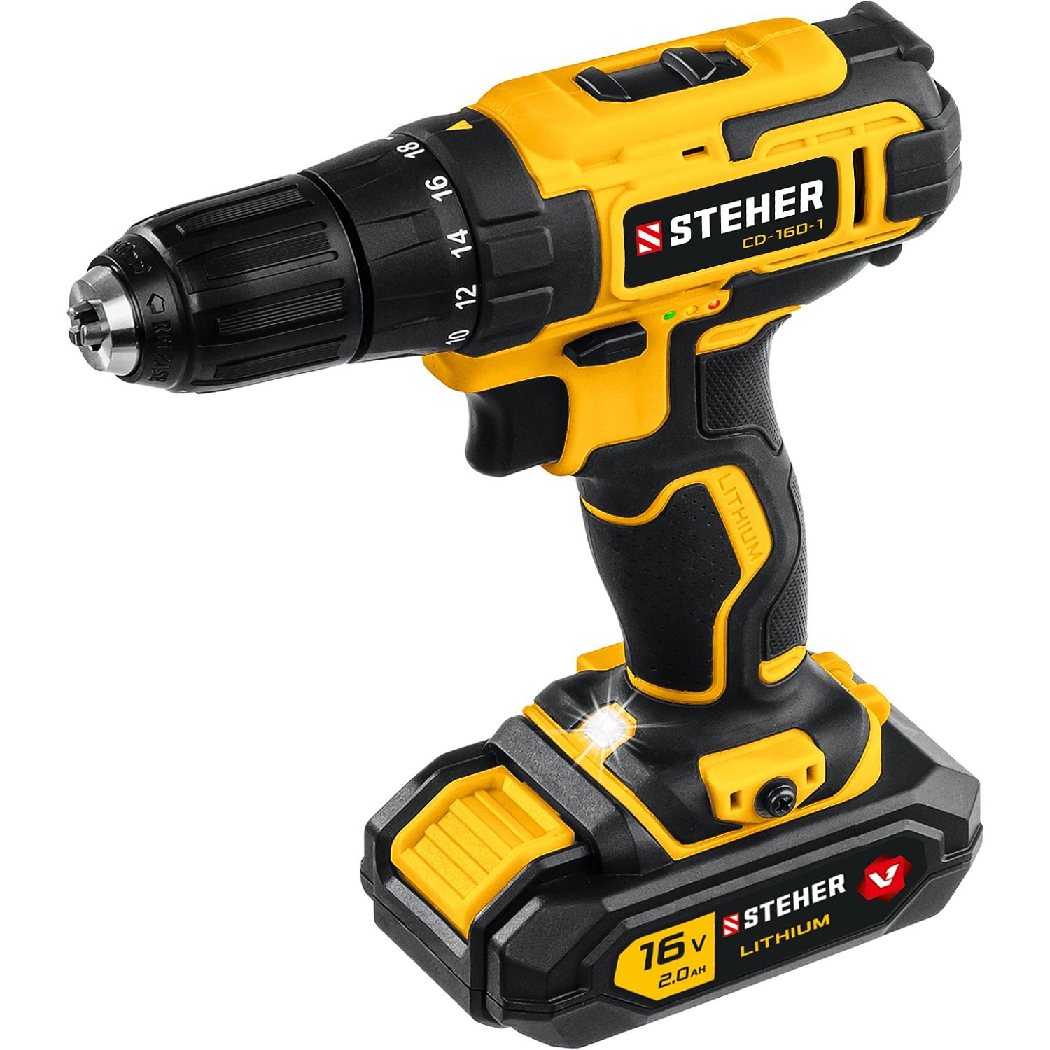 Дрель-шуруповерт, 1 АКБ (2 Ач), в кейсе CD-160-1